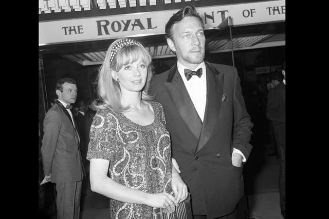 Christopher Plummer, one of the stars of the film, arriving with Elaine Taylor at the Odeon, St Martin's Lane, for the charity world premiere of "The Royal Hunt of the Sun"