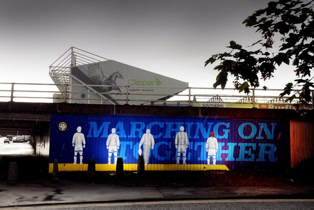 Jameson Rogan created this mural of the First Division title-winning team of 1991-92 on the Lowfields Way underpass at Elland Road.