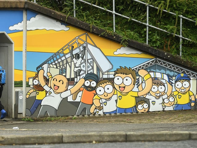 Artist Andy Sykes painted the work on a popular route to Elland Road.
