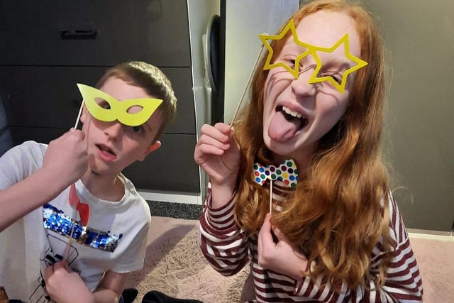 Laura said: "Emily and Liam celebrating world mental health week for school doing things that make them happy."