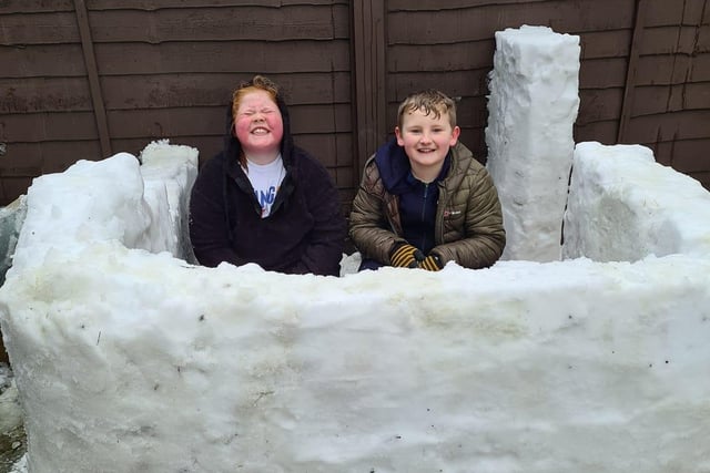 Katie Hastings' family made the most of the snow, by constructing their very own igloo.