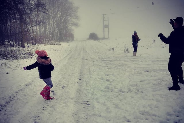 Sharon made the most of the wintry weather by heading out to explore with her son and grandchildren.