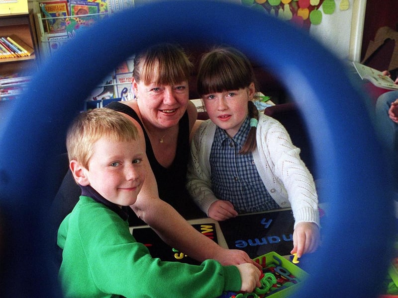 Do you remember the opening of a new family link centre at Cross Flatts Primary? Pictured isVanessa Graham with her two children Russell and Charlotte.