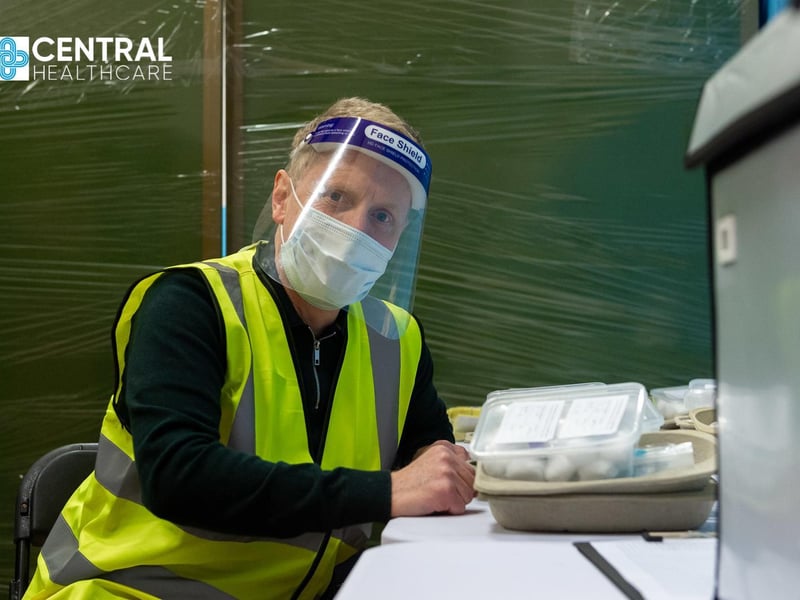 Clinical pharmacist Paul Tymon helping with the vaccine roll-out.