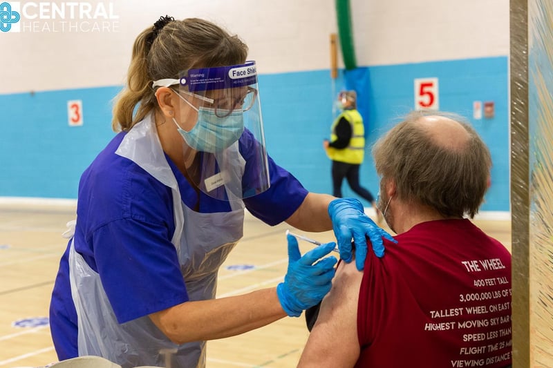 Central Healthcare Staff Nurse Diana Wilkinson carries out vaccinations.
