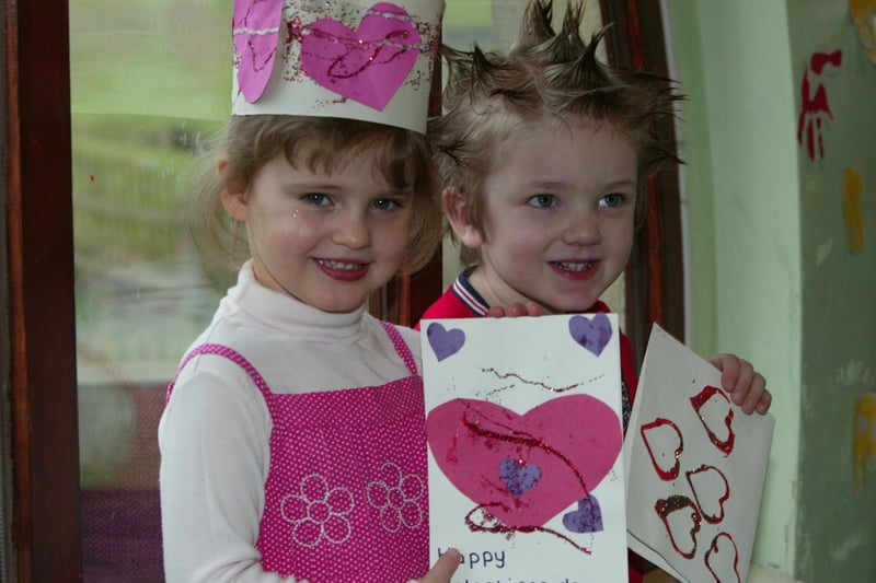 Valentine's Day crafts at Triangle Day Nursery back in 2004.