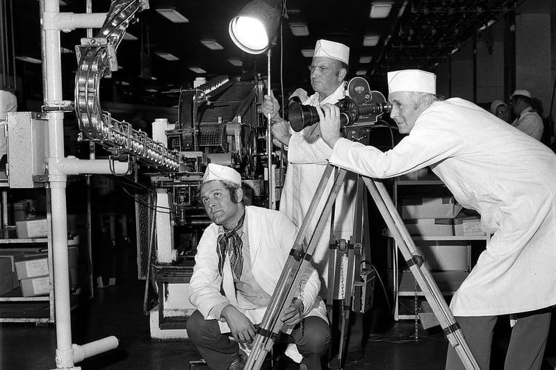 A documentary film crew arrive at Wigan's  Heinz factory in May 1971