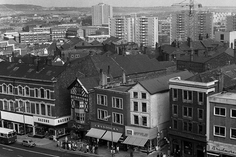 The centre of Wigan taken from the top of the parish church tower in 1971