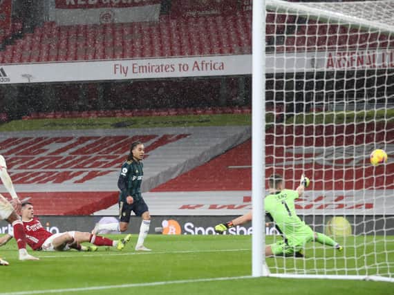 GAME ON - Helder Costa's goal gave Leeds a glimmer of hope at Arsenal but their fight-back fell short. Pic: Getty