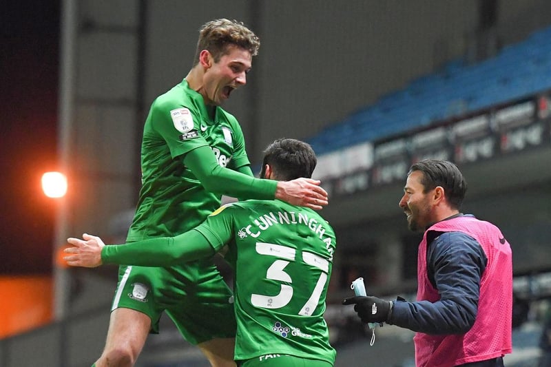 Greg Cunningham is jumped on by Ryan Ledson after giving PNE the lead
