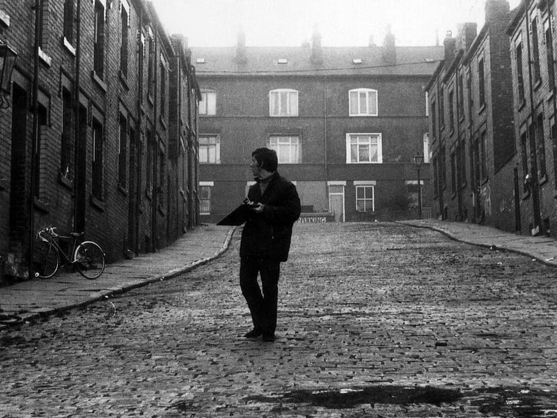 Livinia Street in Little London, Leeds, looking towards Well Close View, in 1970. These cobbled streets of terraced housing were part of a designated clearance area and soon to be demolished. Carlton View now occupies the site.