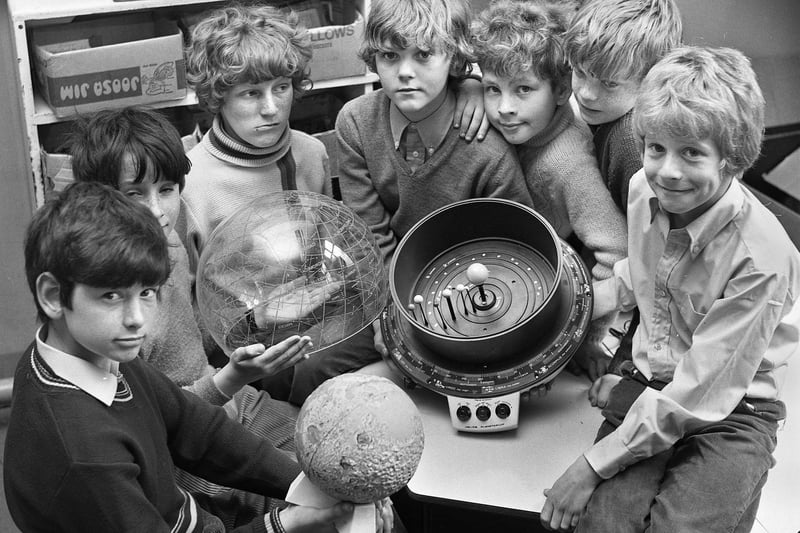 Learning about the planets at the old Birchley St. Mary's RC Primary School, Billinge in 1972.