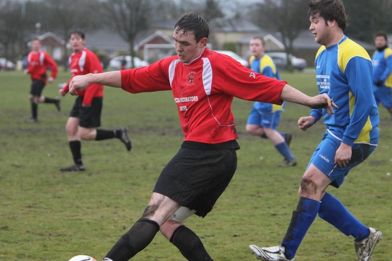Lee Mount, in red, take on Halifax Rangers Reserves.
