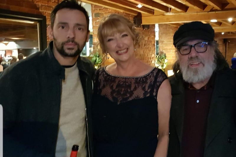 Annie Richardson with Ralf Little and Ricky Tomlinson at the V&A for an awards ceremony
