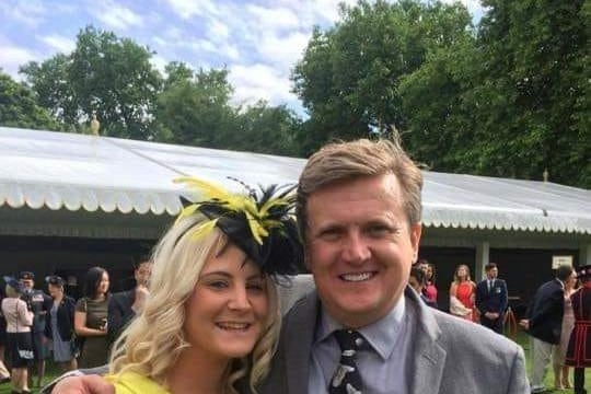 Beverley Stewart met Aled Jones at a Buckingham Palace Garden Party