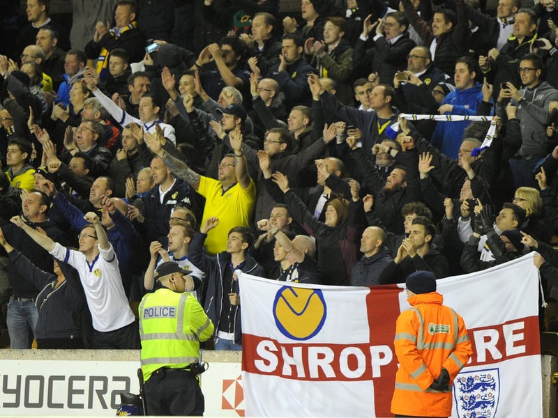 Leeds United's travelling support get behind the team.