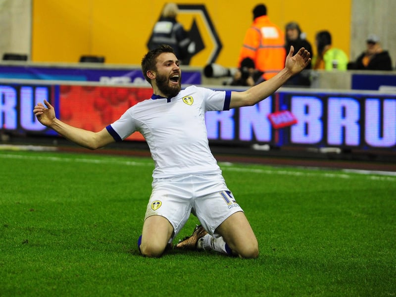 Stuart Dallas celebrates scoring after his powerful shot beat Carl Ikeme at the near post.