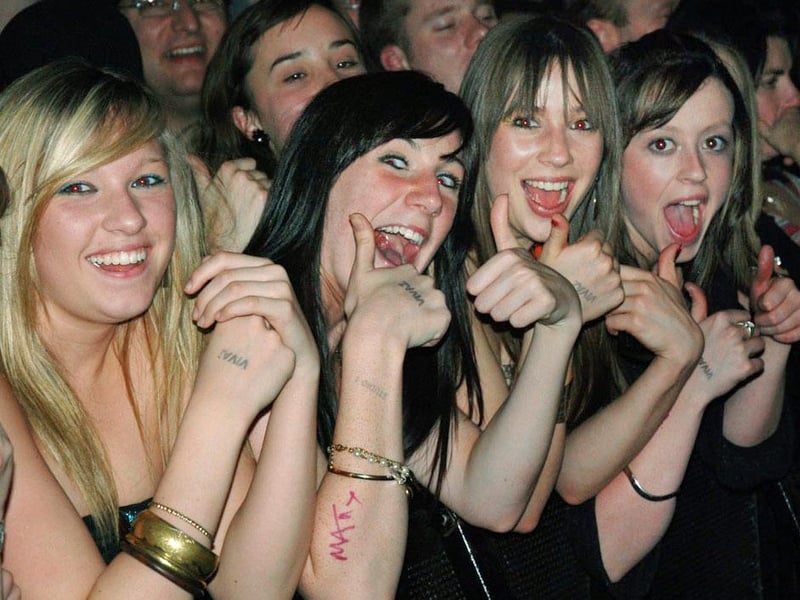 Raising a cheer at a gig in 2007 in Vivaz.