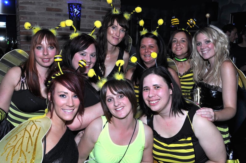 Getting a real buzz are Nicola, Marie, Meg, Teri, Pip, NIkki, Cassie, Becky and Danielle, in Storm in 2011.