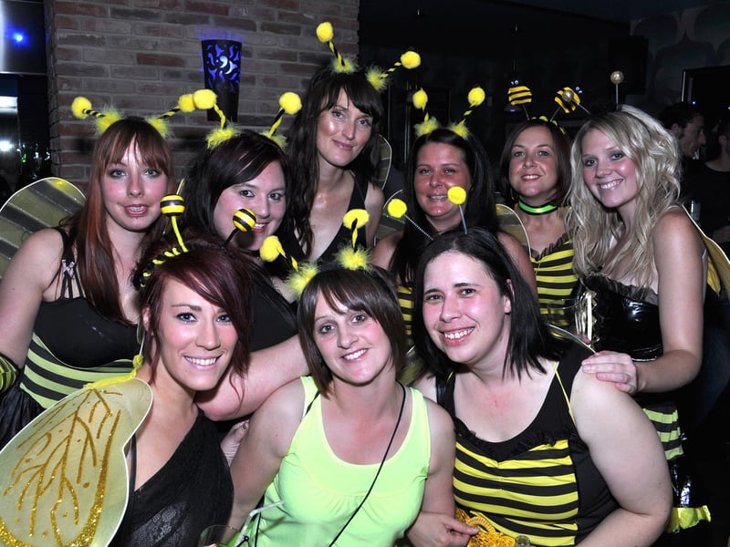 Getting a real buzz are Nicola, Marie, Meg, Teri, Pip, NIkki, Cassie, Becky and Danielle, in Storm in 2011.