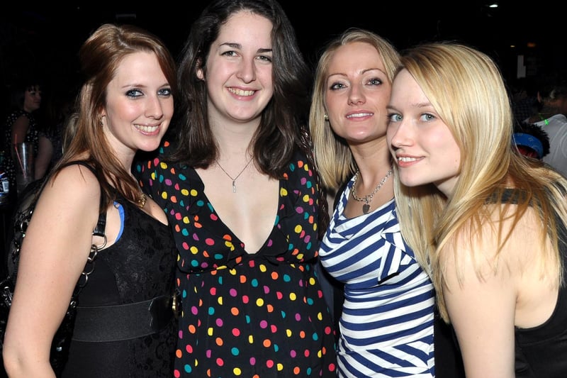 Jenny, Vicky, Natalie and Sam on a girls' night out in Vivaz, in 2010.