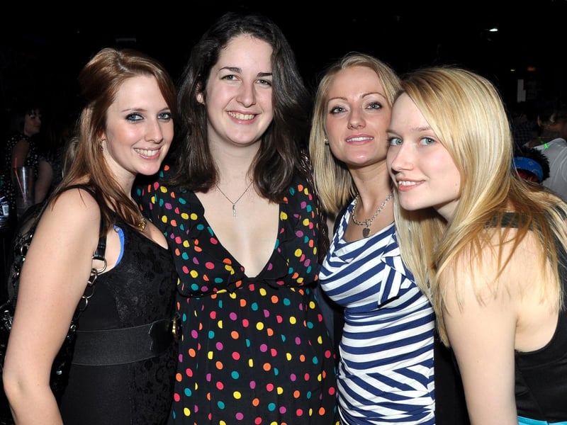 Jenny, Vicky, Natalie and Sam on a girls' night out in Vivaz, in 2010.