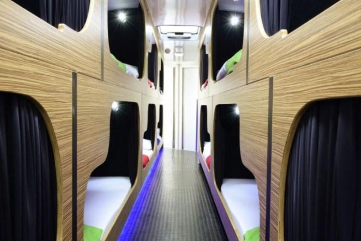 ‘Holiday on the Buses' has taken a brand new meaning with Bedroam, an imaginative double-decker bus conversion inspired by contemporary Japanese design. The top deck has 14 individual Japanese-style luxury sleep pods, each with their own personal storage compartment.