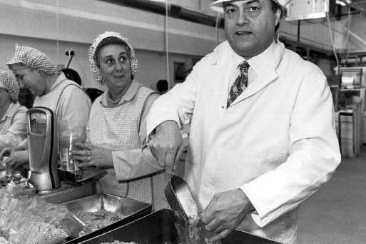John Prescott M.P. and Kathleen Mitchell, at the official opening of Northern Foods in Normanton
