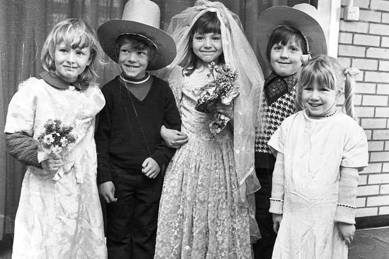 Dress up time for pupils at Castle Hill Primary School, Hindley 1970