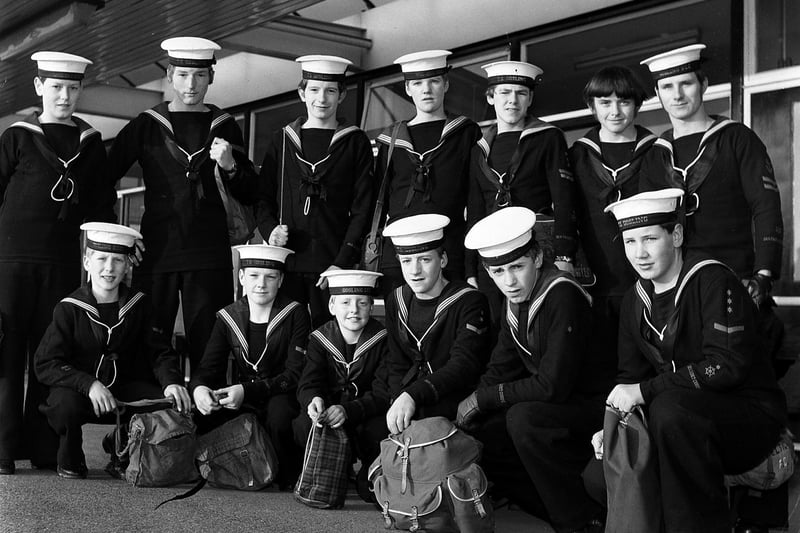 RETRO 1970  - Cadets from TS Gosling pictured setting off on a day trip from Wigan North Western Station.