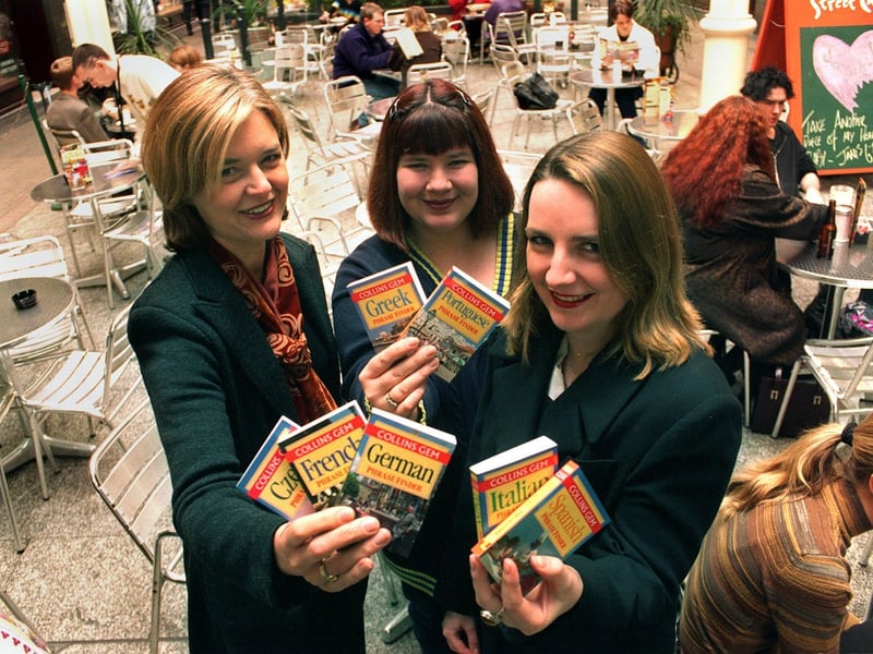 These language experts - Mathie Van Looveren, Rebecca Hunt, Victoria Jones - were on hand to help visitors to the Victoria Quarter.