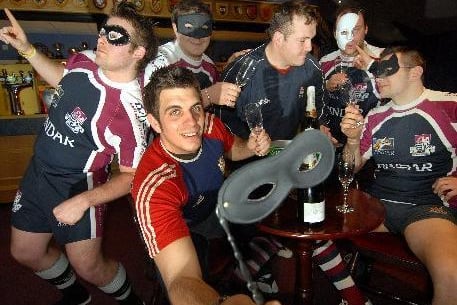Scarborough Rugby team get ready for their Masquerade ball. Pictured are Ian Parkes, Ian Williams, Nick Ingham Matty Jones, Paul Robson and Graeme Jeffrey.