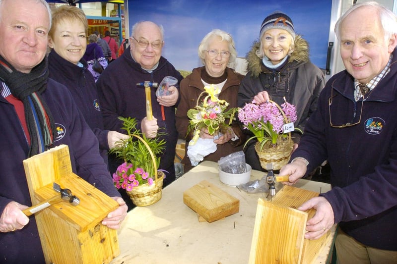 Scarborough in Bloom members selling floral decorations ready for Mother's Day, and for the children there was the opportunity to make some special birdboxes.