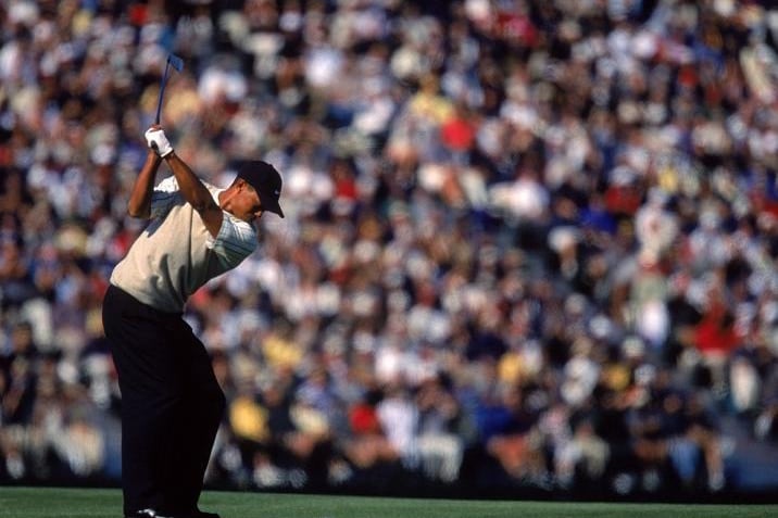 Woods almost ran out of balls during his delayed second round of the 2000 US Open at Pebble Beach after practising his putting the night before and leaving three balls in his hotel room. Thankfully he found the 18th fairway at the second attempt with his last remaining ball and stormed to a record 15-shot victory. A month later he carded four rounds in the 60s to win the Open Championship at St Andrews by eight shots and become the youngest player to complete a career grand slam. In August Woods successfully defended his US PGA Championship title following a play-off with Bob May at Valhalla and the following April a second Masters victory made him the only player to hold all four major titles at the same time.