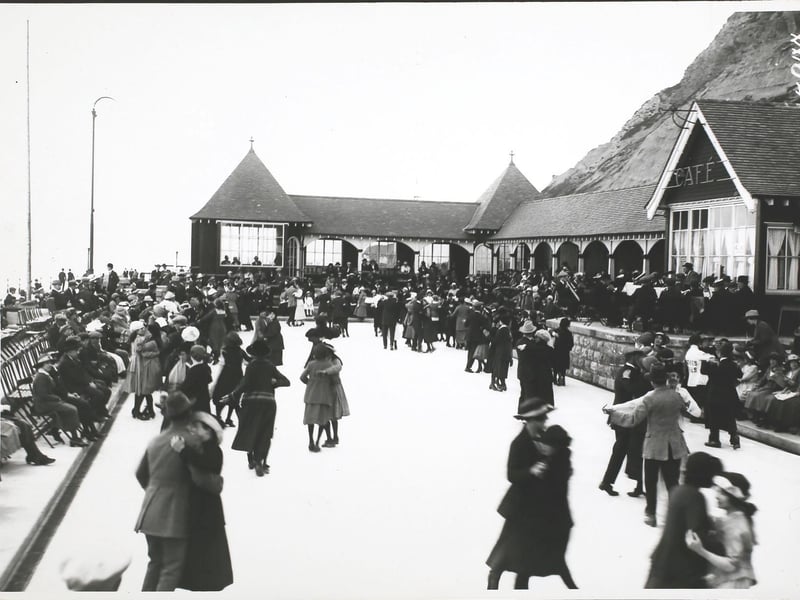Dancing on the Marine Drive, Scarborough, England, 1919.