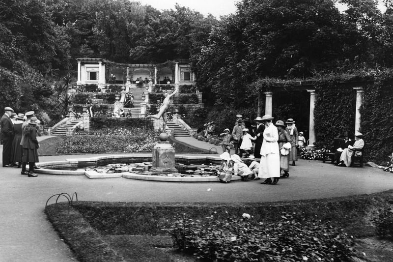 1914: The Italian gardens at South Cliff, Scarborough.
