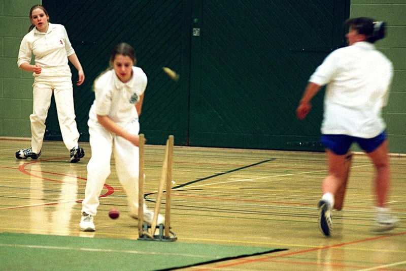 Juliette Gauthier of Arnold School, Blackpool, stumps the opposition at the National Girls Schools 6-a-side cricket competition