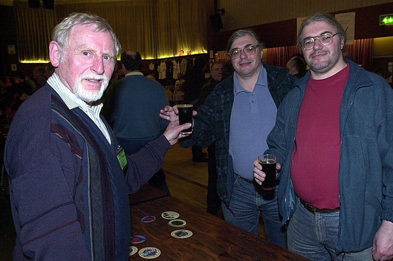 Barman Tom Rainford serves John and Rob Snape at the 19th Fleetwood Beer Festival, held at the Marine Hall. Around 100 beers and ciders are on offer, including some from the new Blackpool Brewery, the first brewery in the town for 28 years