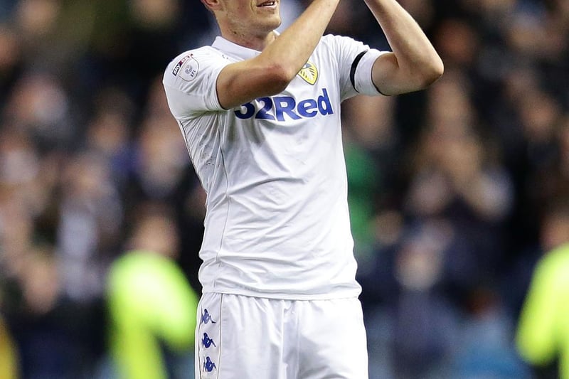 Chris Wood applauds the fans at full-time. His goal against Villa was one of 27 Championship goals that season, and 30 goals in all competitions.