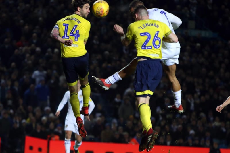 Kemar Roofe rises to head home a dramatic winner for Leeds United deep into injury time at Elland Road in December 2018.