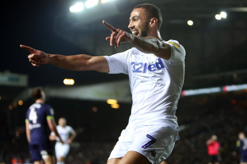 Kemar Roofe celebrates scoring against Derby County in January 2019 as 'Spygate' dominated the back page (and front page!) headlines.