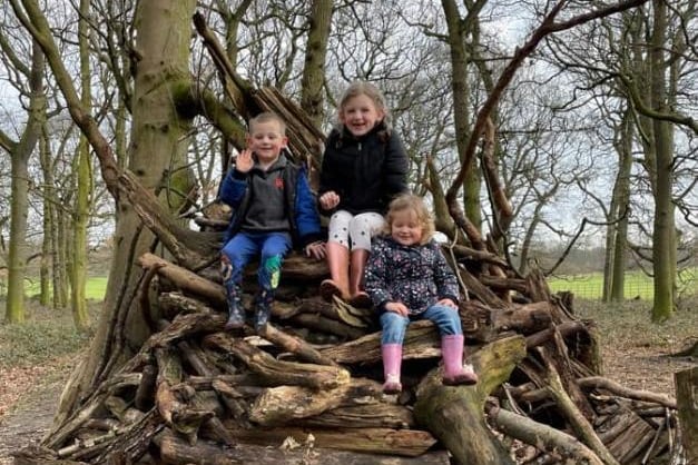 Claire Delve shared her photo of Violet, Alfie and Esmé exploring at Nostell Priory on Monday.
