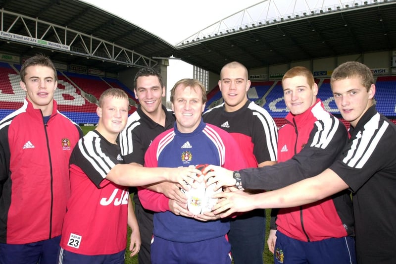 A few familiar faces from 2001 - Faces for the future at Wigan Rugby League with Martin Aspinall, Luke Robinson, coach Stuart Raper, Stephen Wild, Ricky Bibey, Stuart Jones and Sean O'Loughlin.
