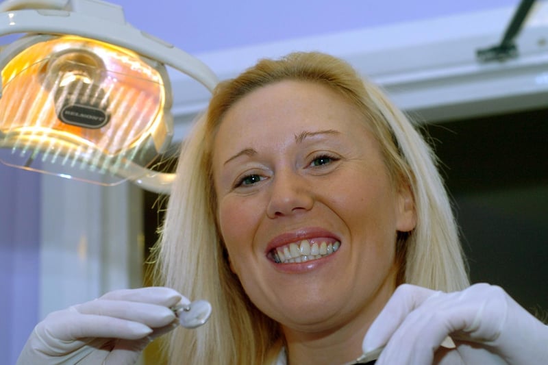 October 2004 and pictured is dentist Jo Boyne at Morley Dental Centre.
