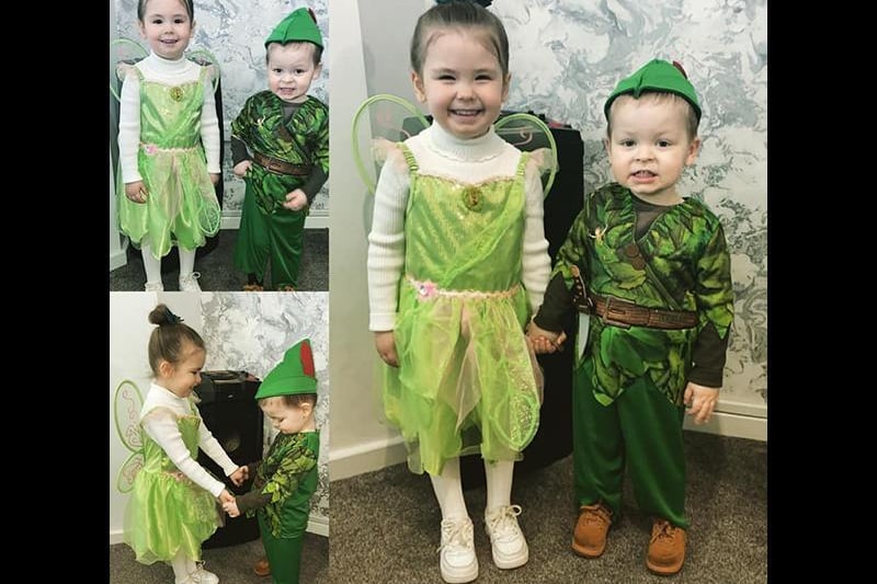 Lily-Mae and Lucas-James aged 4 and 2 as Tinkerbell and Peter Pan. Picture byChantelle Aitchison.