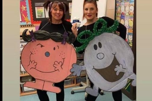 Laura Benton said: "Me and my work friends dressing up as Little Miss Naughty and Little Miss Bad in school to make the key worker kids smile."