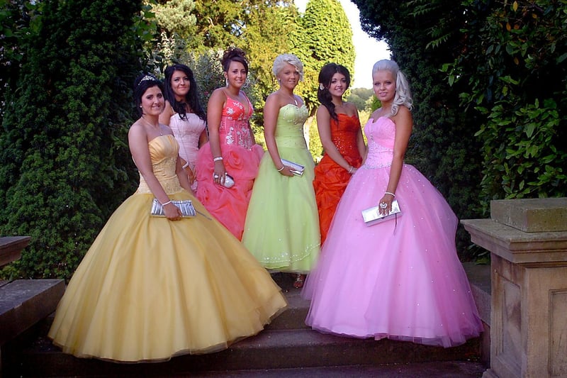Charlotte, Emma, Holly, Charlotte, Gabrielle and Beccy showed off their new dresses at Horbury School's prom at Bagden Hall in June 2011.