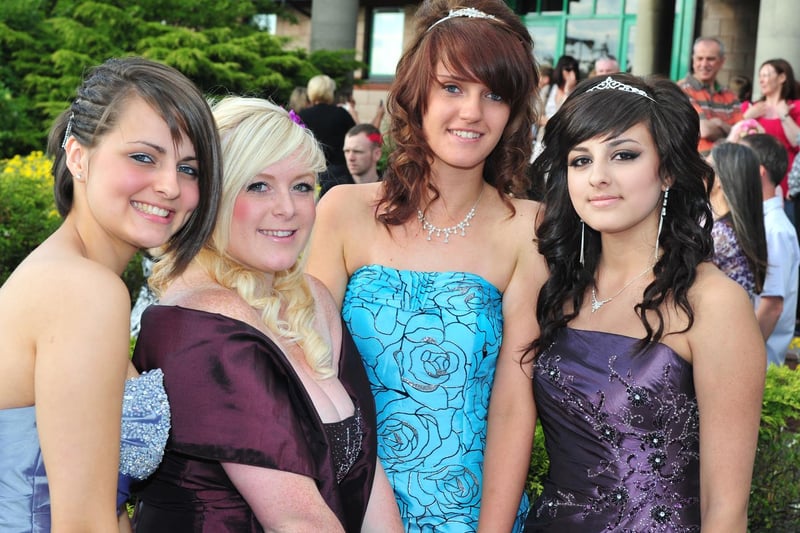 Lizzie, Gemma, Abi and Julia got all dressed up for their prom at Cedar Court Hotel, Wakefield, in June 2010.