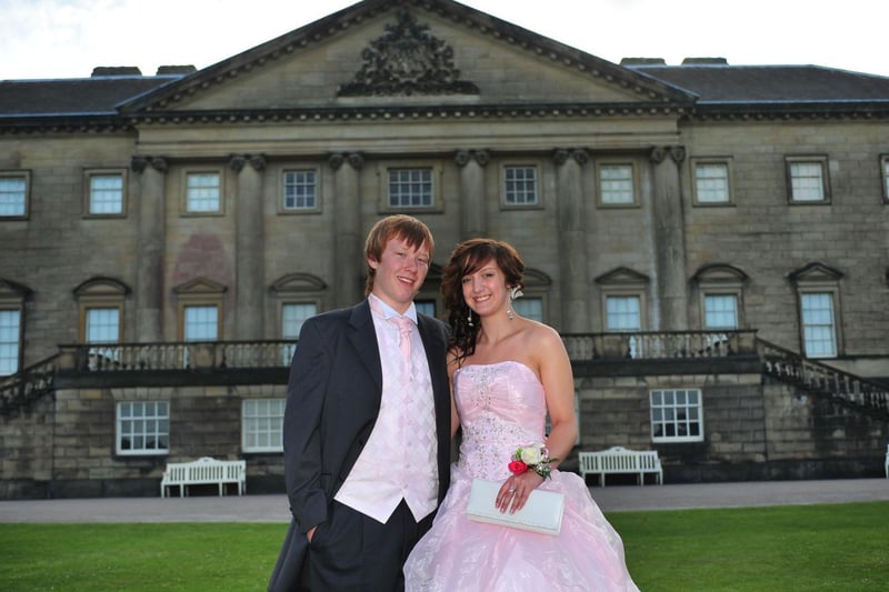 Now that's a date to remember! Aaron and Gemma smiled outside Nostell Priory during the Freeston High School prom on June 25, 2010.