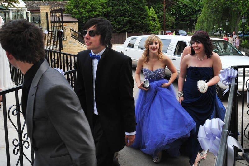 Pupils head inside the Kings Croft Hotel, Pontefract, during the Kettlethorpe Prom on July 1, 2010.